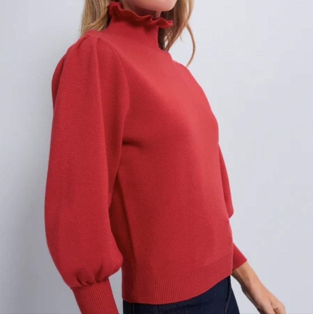 Hyacinth House Red Ruffle Collar Raley Sweater Red - Picture 6 of 6